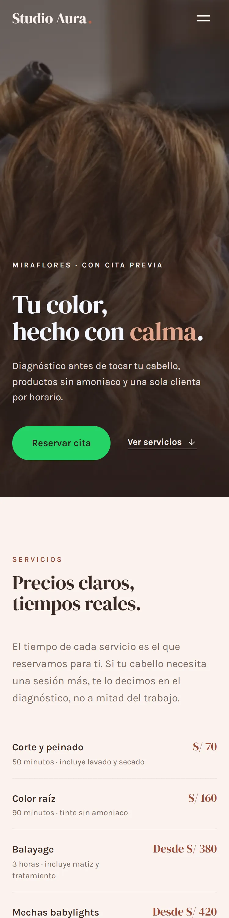Vista de la demo de Belleza